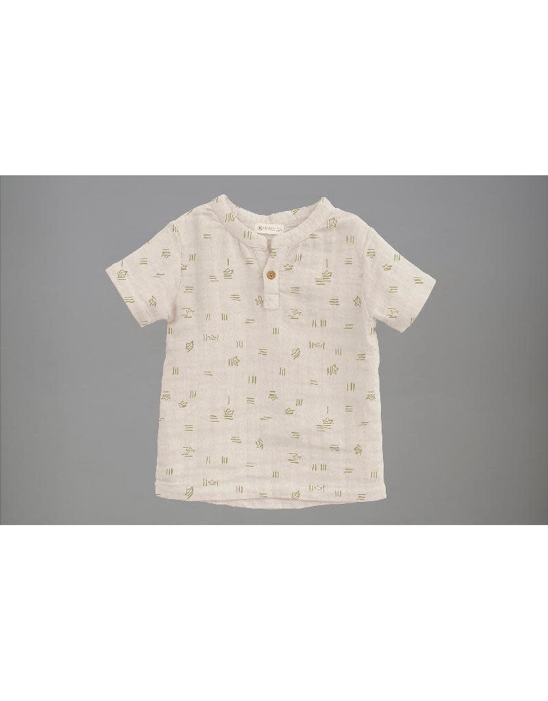 Organic by Feldman Organic by Feldman - Muslin short sleeve shirt, water of life (0-2j)