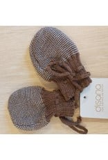 Disana Disana - knitted gloves, hazelnut/grey melange (0-2j)