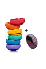 Stapelstein Stapelstein - Rainbow Basic + confetti, set van 7