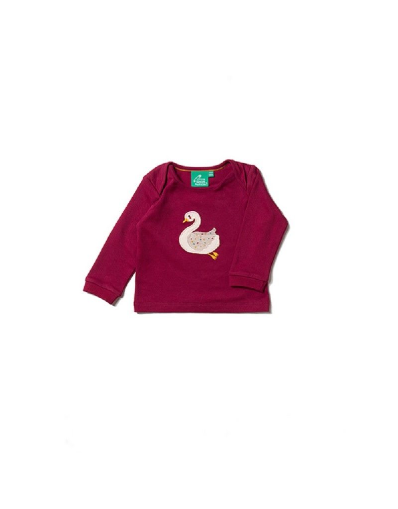Little Green Radicals Little Green Radicals - Night swimming applique baby top, red ruby (0-2j)
