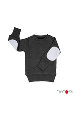 ManyMonths ManyMonths - pullover with elbow patches, foggy black w. grey patches (3-16j)