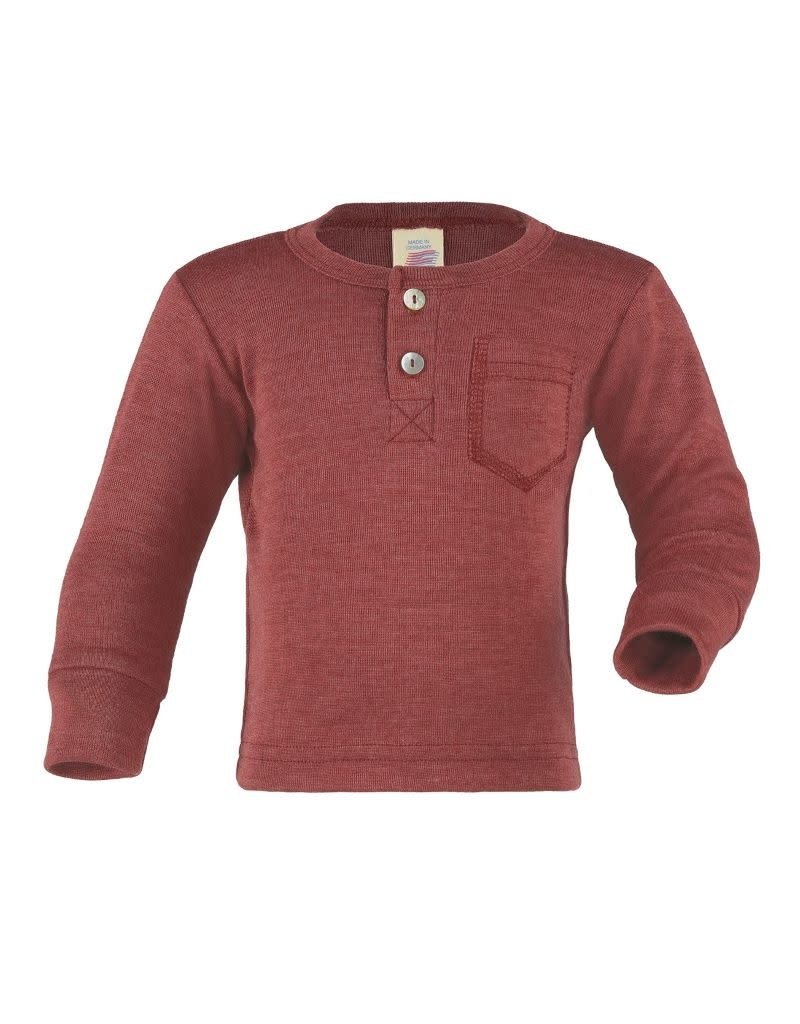 Engel Engel - Baby shirt with button tab, ls, wool/silk, copper (0-2j)