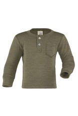 Engel Engel - Baby shirt with button tab, ls, wool/silk, olive (0-2j)