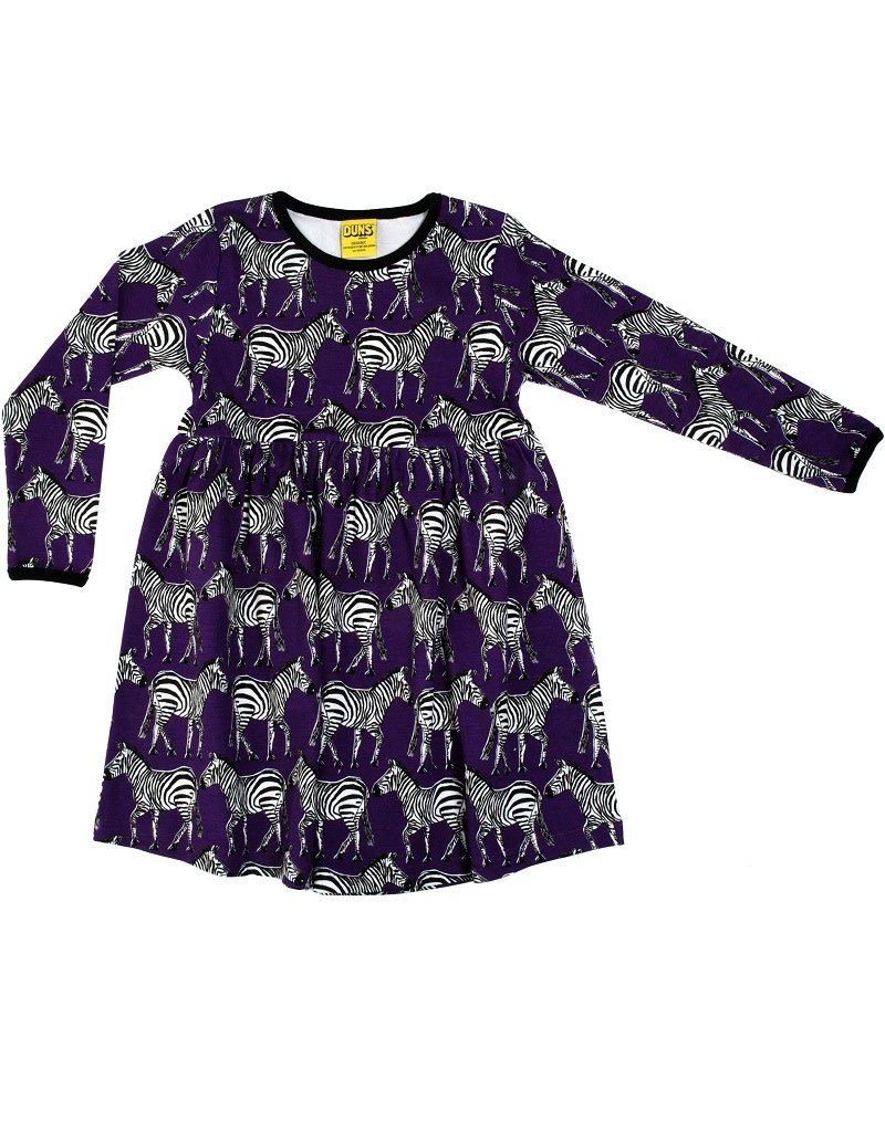 DUNS Sweden Duns Sweden - Long Sleeve Dress w. gather skirt, purple zebra (3-16j)