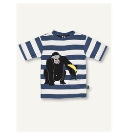 Ubang T-shirt sassy gorilla, blue/white stripe (3-16j)