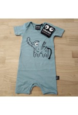 Ubang Ubang - Cross stitch baby onesie, blue haze (0-2j)