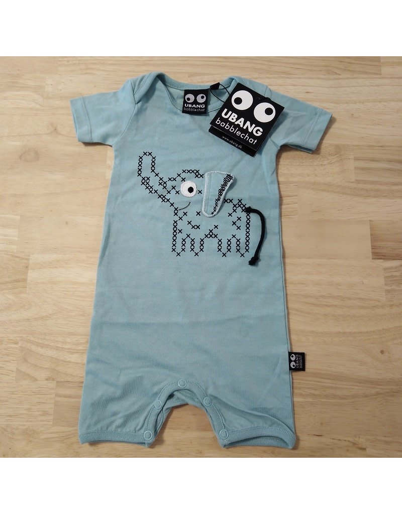 Ubang Ubang - Cross stitch baby onesie, blue haze (0-2j)