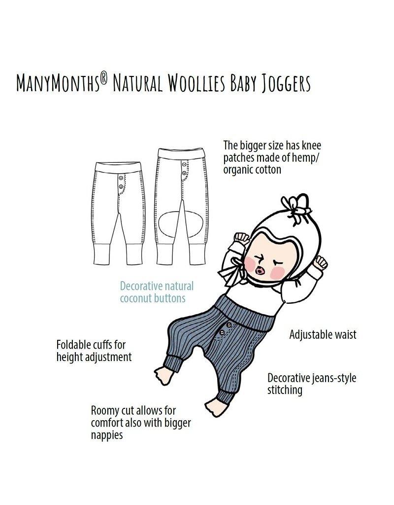 ManyMonths ManyMonths - Baby joggers with knee patches, Foggy black (0-2j)