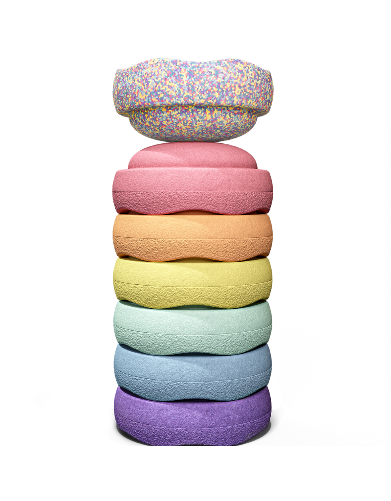Stapelstein Stapelstein - Rainbow Basic + confetti Pastel, set van 7