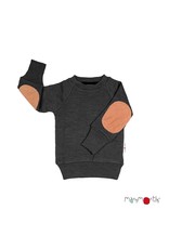 ManyMonths ManyMonths - Pullover with elbow patches, foggy black w. potter's clay patches (3-16j)