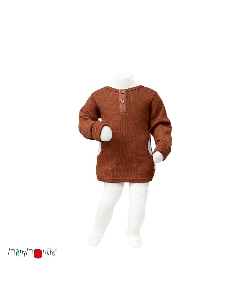 ManyMonths ManyMonths - Henley long sleeve T-shirt with pockets, Potter's Clay (3-16j)