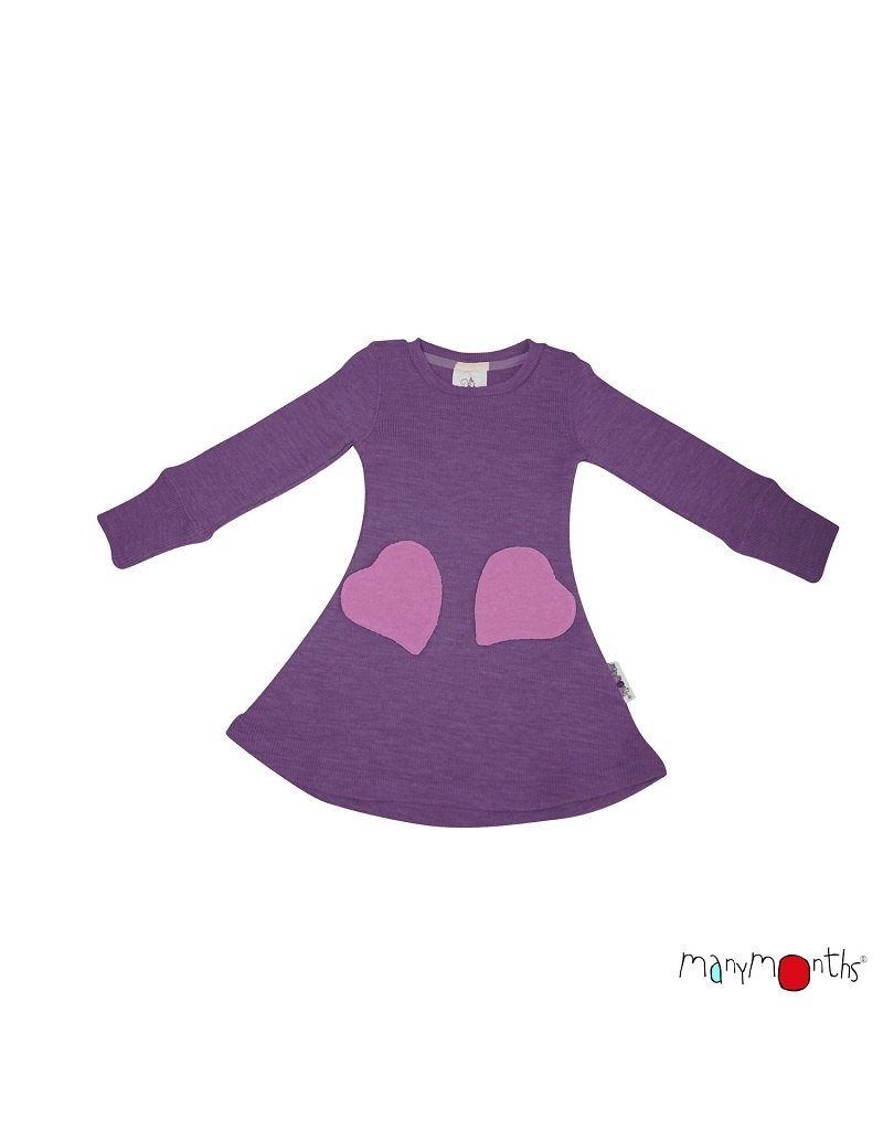 ManyMonths ManyMonths - Long sleeve heart pocket dress, dusty grape (0-2j)