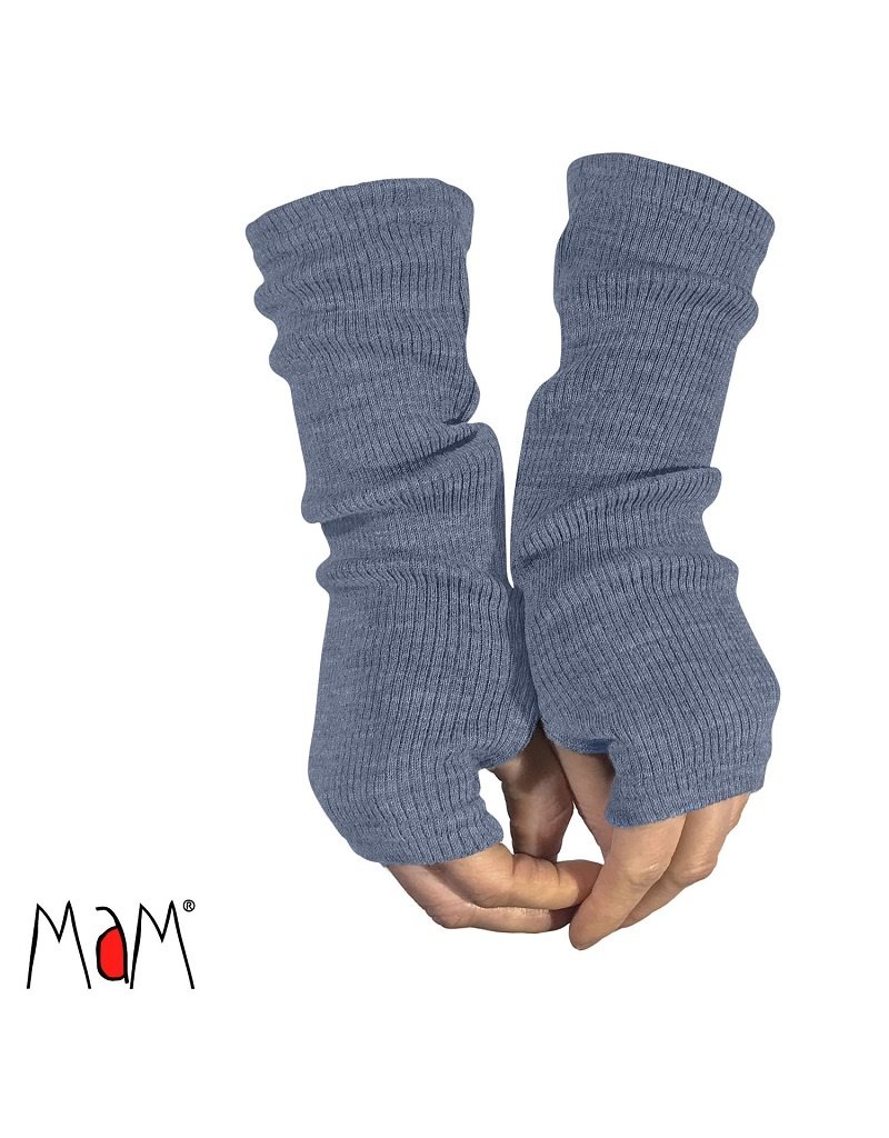 MaM MaM - Long fingerless mittens, Blue Mist