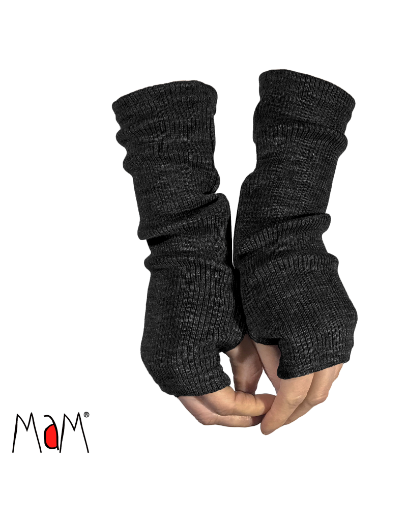 MaM MaM - Long fingerless mittens, Foggy Black