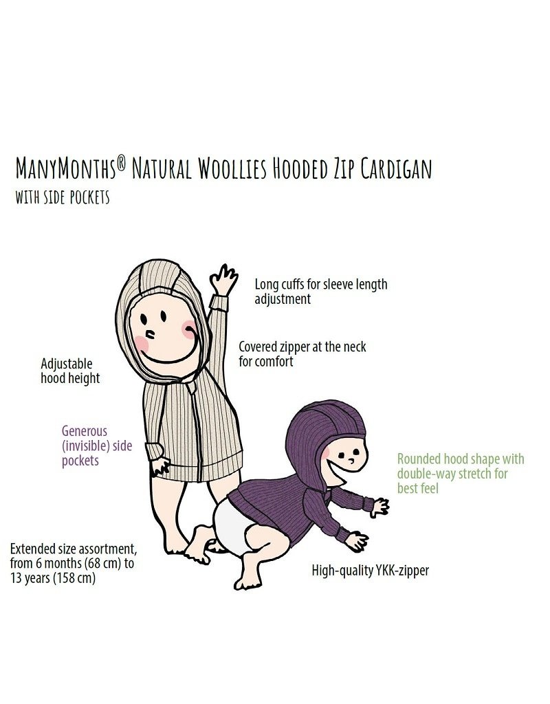 ManyMonths ManyMonths - Hooded Zip Cardigan, Potter's clay (3-16j)