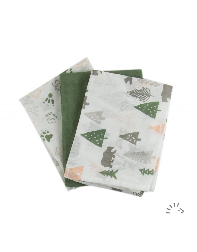 Popolini Popolini - Muslin organic cotton 70x70cm, 3-pack, camping day