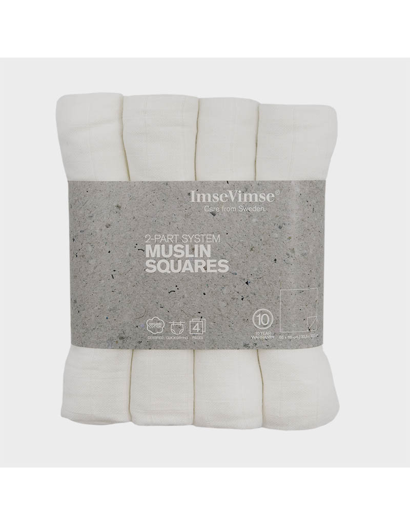 ImseVimse ImseVimse - Muslin squares, 85x85cm, white, 4-pack