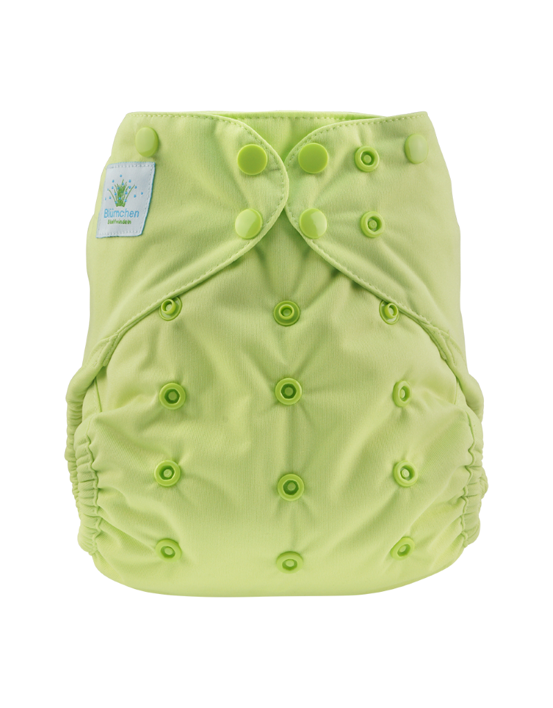 Blümchen Blümchen - Diaper cover OneSize PUL YKK snaps, light green