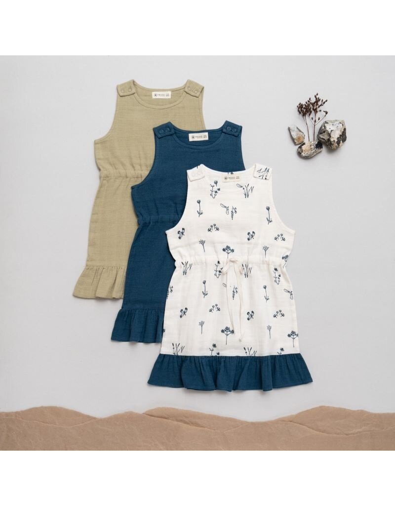 Organic by Feldman Organic by Feldman - Muslin Jumper dress drawstring, plant delight (3-12j)