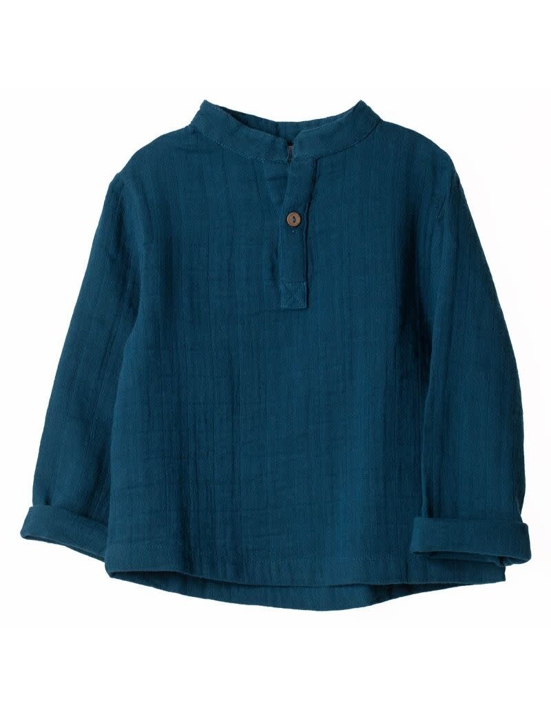 Organic by Feldman Organic by Feldman - Muslin long sleeve shirt, Petrol-blue (3-10j)