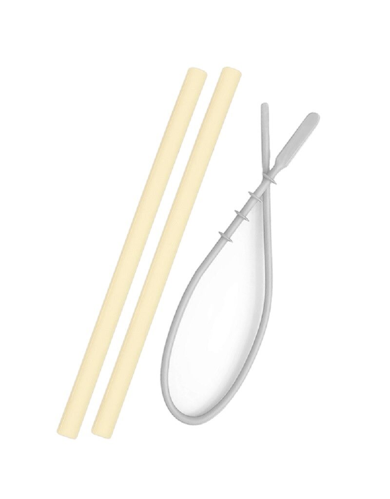 Minikoioi Minikoioi - Flexi straws (2pcs+brush), Yellow