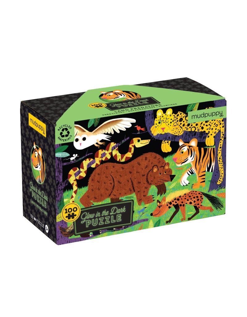 Mudpuppy Mudpuppy - Glow in the dark puzzle, Land Predators, 100 stukken