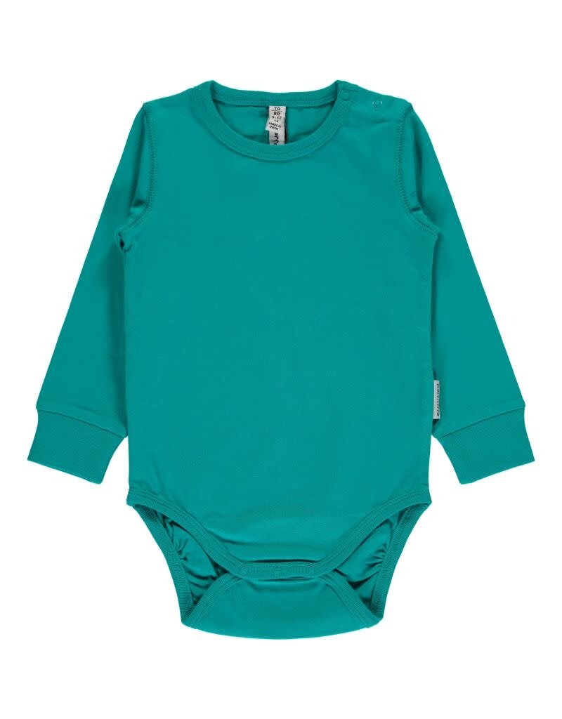 Maxomorra Maxomorra - Body ls, turquoise (0-2j)