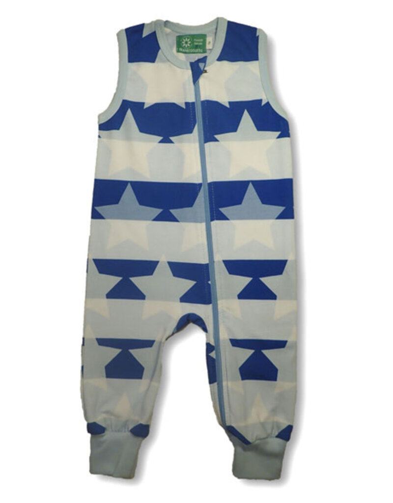 Naperonuttu Naperonuttu - zipsuit, sl, blauw/wit gestreept, sterren (0-2j)