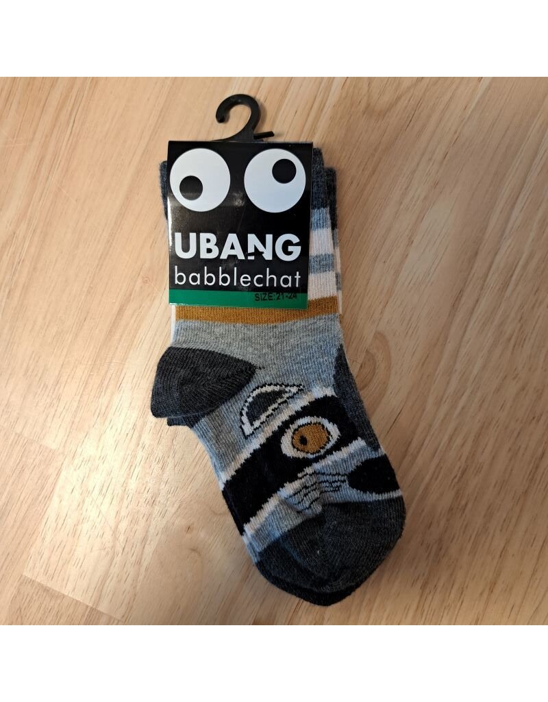 Ubang Ubang - kous, grey melange, racoon talkie walkie (0-2j)