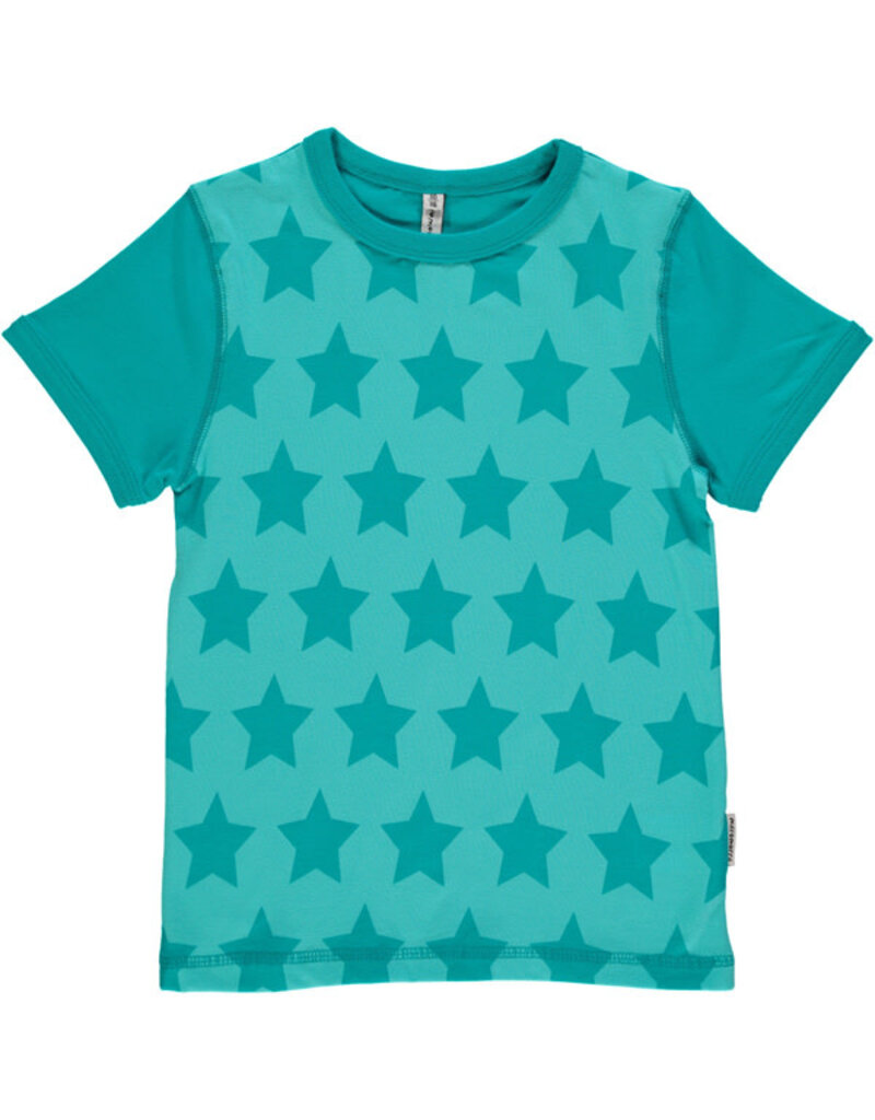 Maxomorra Maxomorra - Top SS, stars turquoise (0-2j)