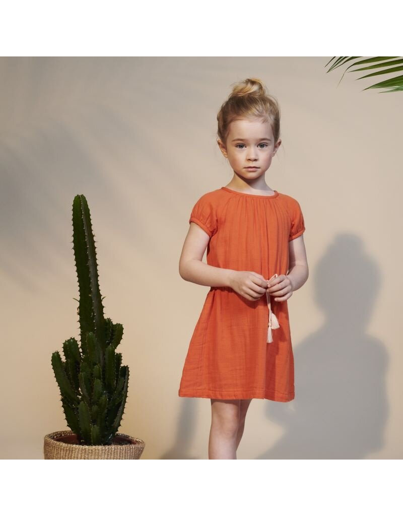 Lily Balou Lily Balou - Lucy dress muslin red orange (3-16j)