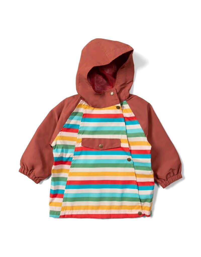 Little Green Radicals Little Green Radicals - Rainbow Striped Recycled Waterproof Windbreaker jacket