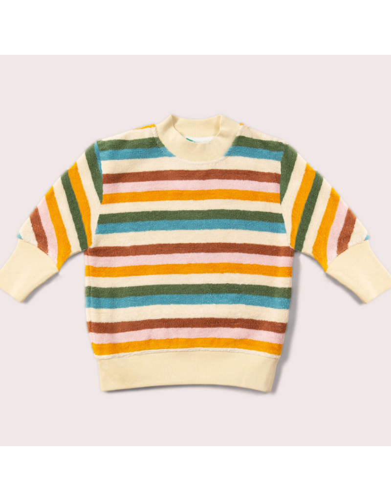 Little Green Radicals Little Green Radicals - Rainbow Striped Drop Shoulder Towelling Jumper