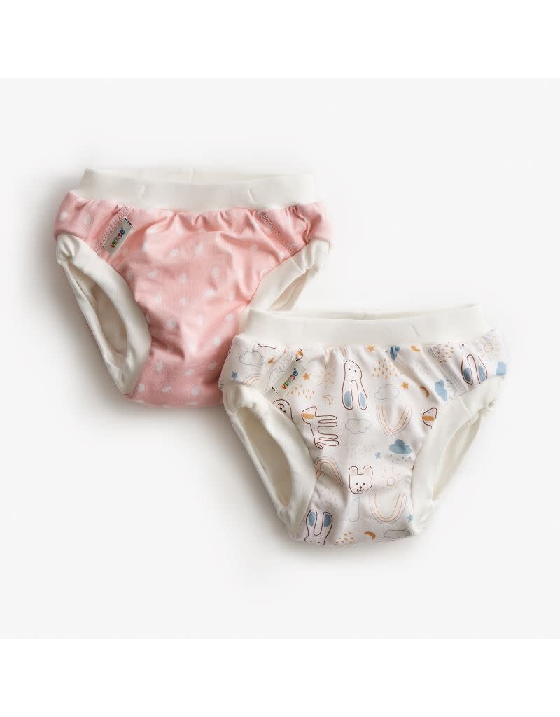 Vimse Vimse - Training pants, Pink Dots/White Teddy, 2-pack