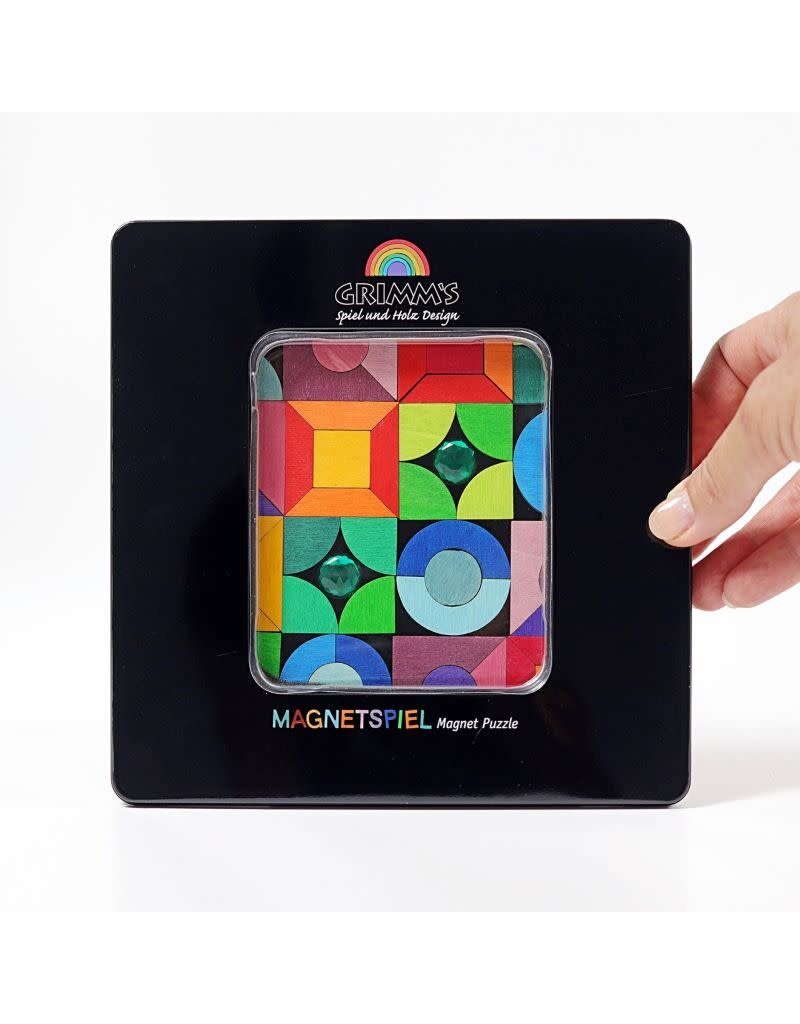 Grimm's Grimm's - Magnet puzzle, Triangle - square - circle with glitter stones