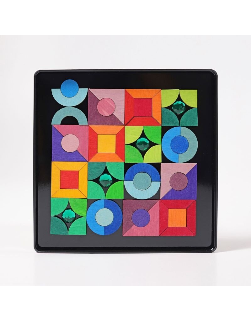 Grimm's Grimm's - Magnet puzzle, Triangle - square - circle with glitter stones