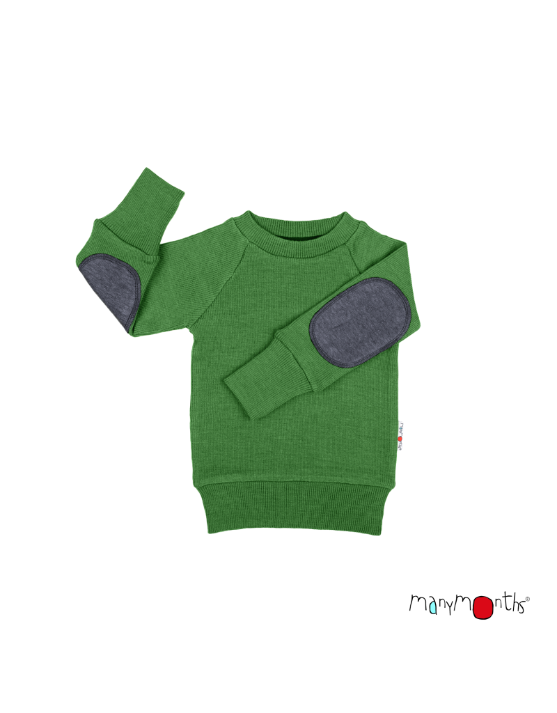 ManyMonths ManyMonths - Pullover with elbow patches, Forest Floor Green (3-16j)