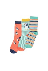 Frugi Frugi - Rock My Socks 3-pack, Cantaloupe/Puffin (3-16j)