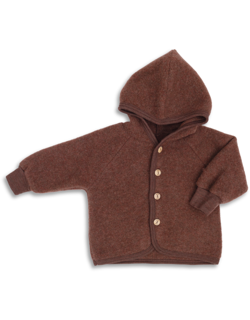 Engel Engel - Hooded jacket with wooden buttons, wolfleece, cinnamon mélange (0-2j)