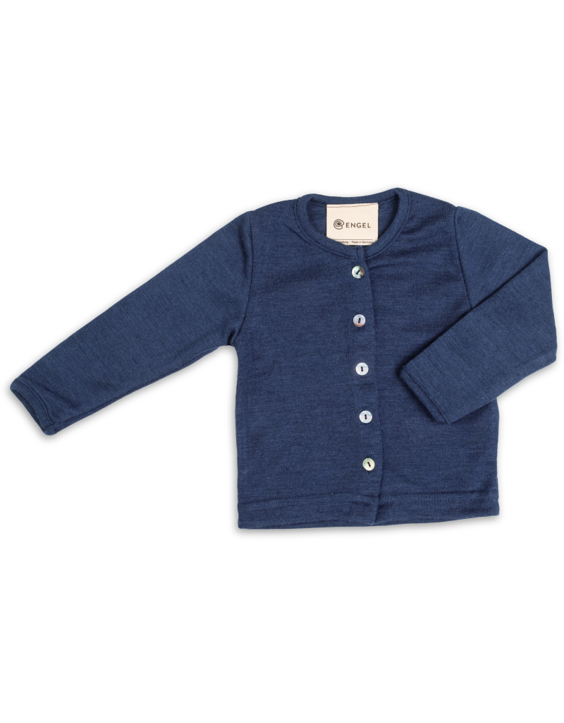 Engel Engel - Baby cardigan, wool/silk, navy-blue (0-2j)