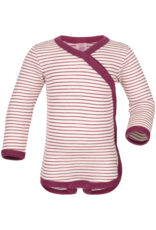 Engel Engel - Baby-body ls kimono, wool/silk, natural/orchid (0-2j)