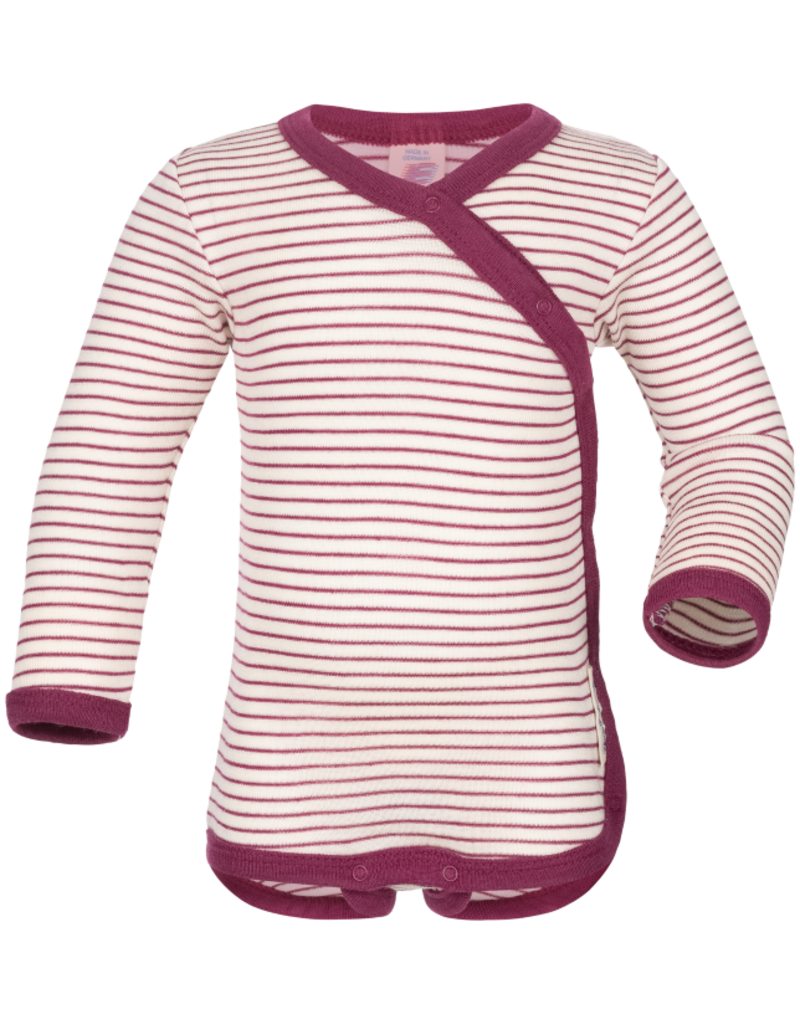 Engel Engel - Baby-body ls kimono, wool/silk, natural/orchid (0-2j)
