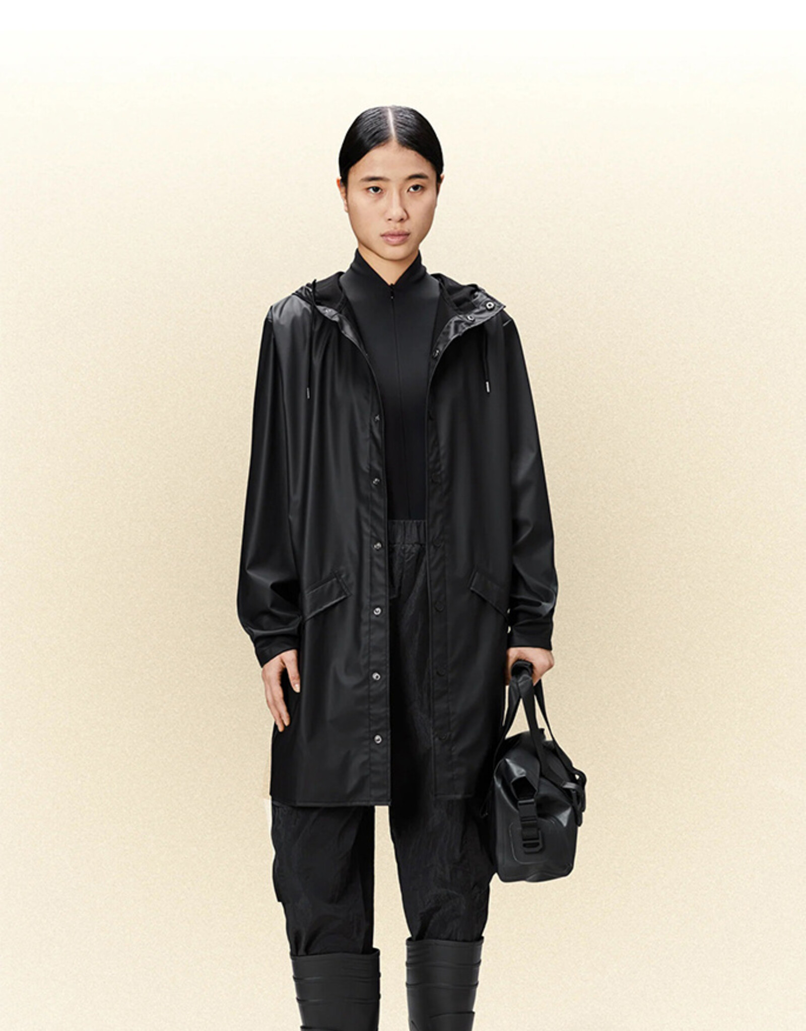 RAINS RAINS LONG JACKET - BLACK