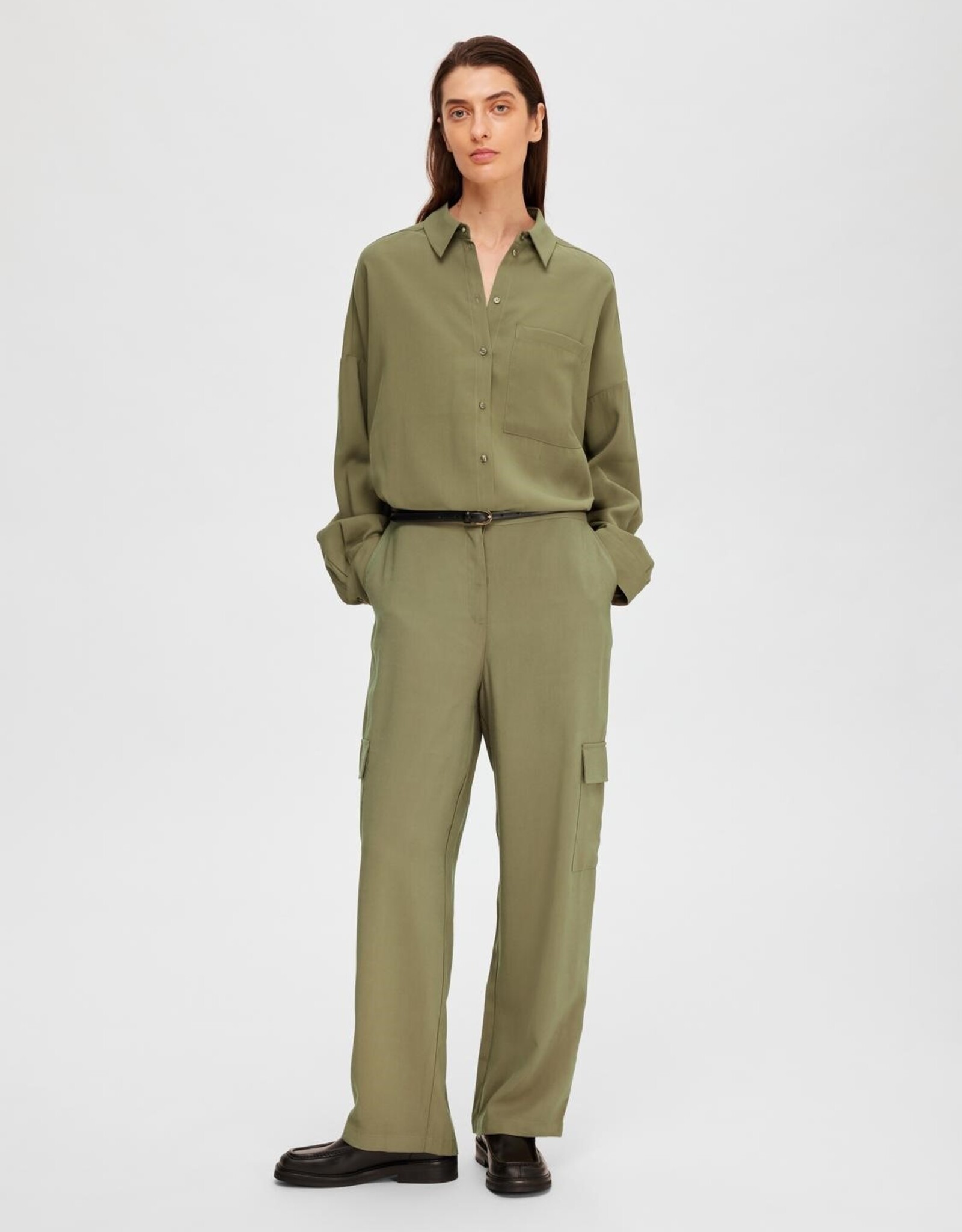 Selected Femme SELECTED FEMME EMBERLY PANTS - DUSTY GREEN