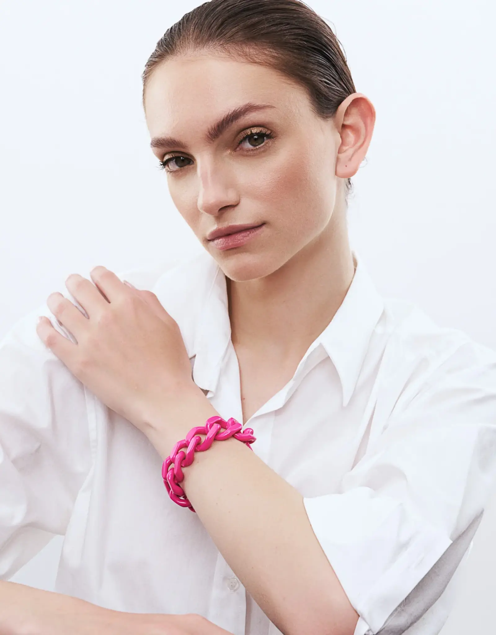 Vanessa Baroni VANESSA BARONI FLAT CHAIN BRACELET - FUCHSIA