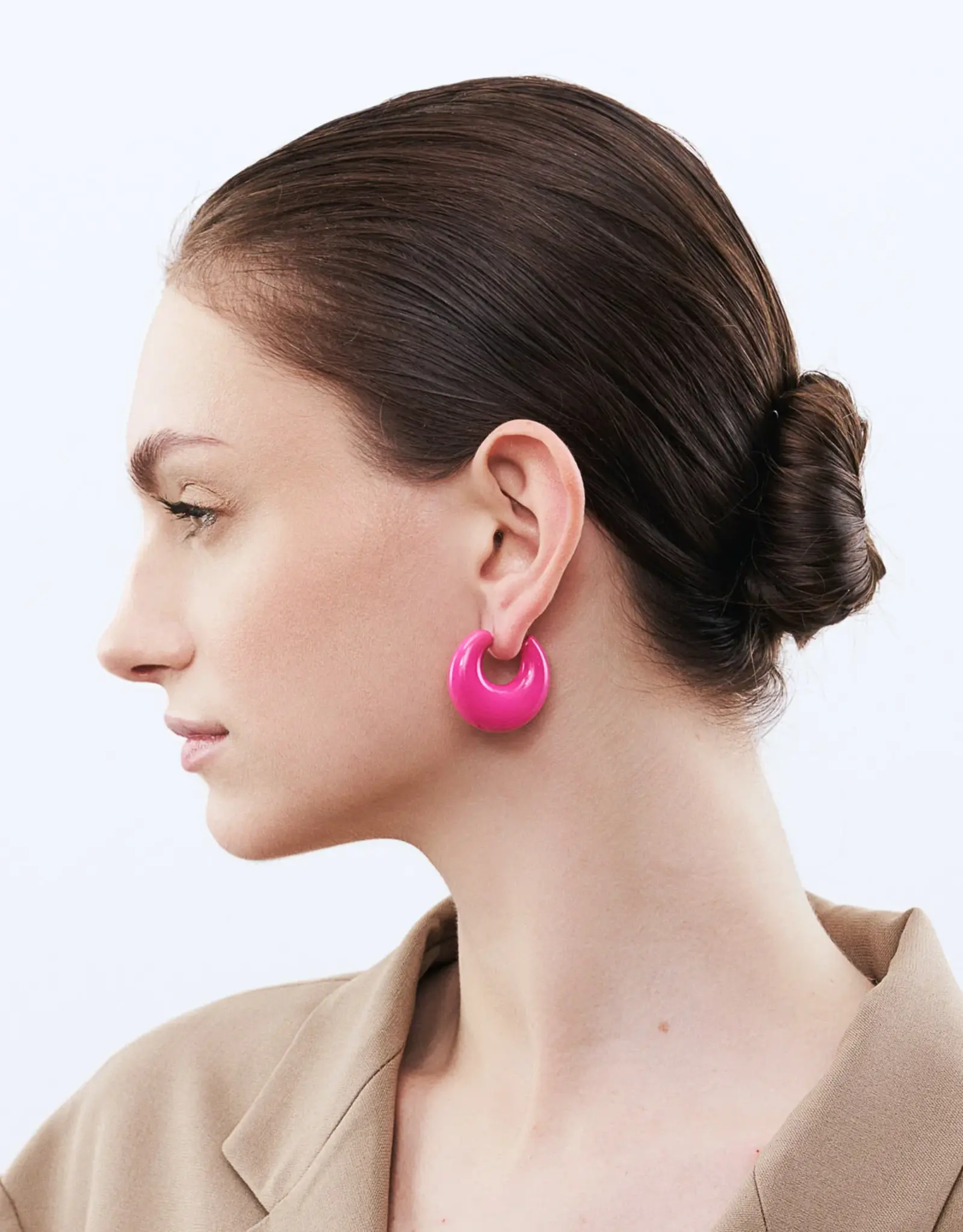 Vanessa Baroni VANESSA BARONI MOON EARRINGS - FUSCHIA