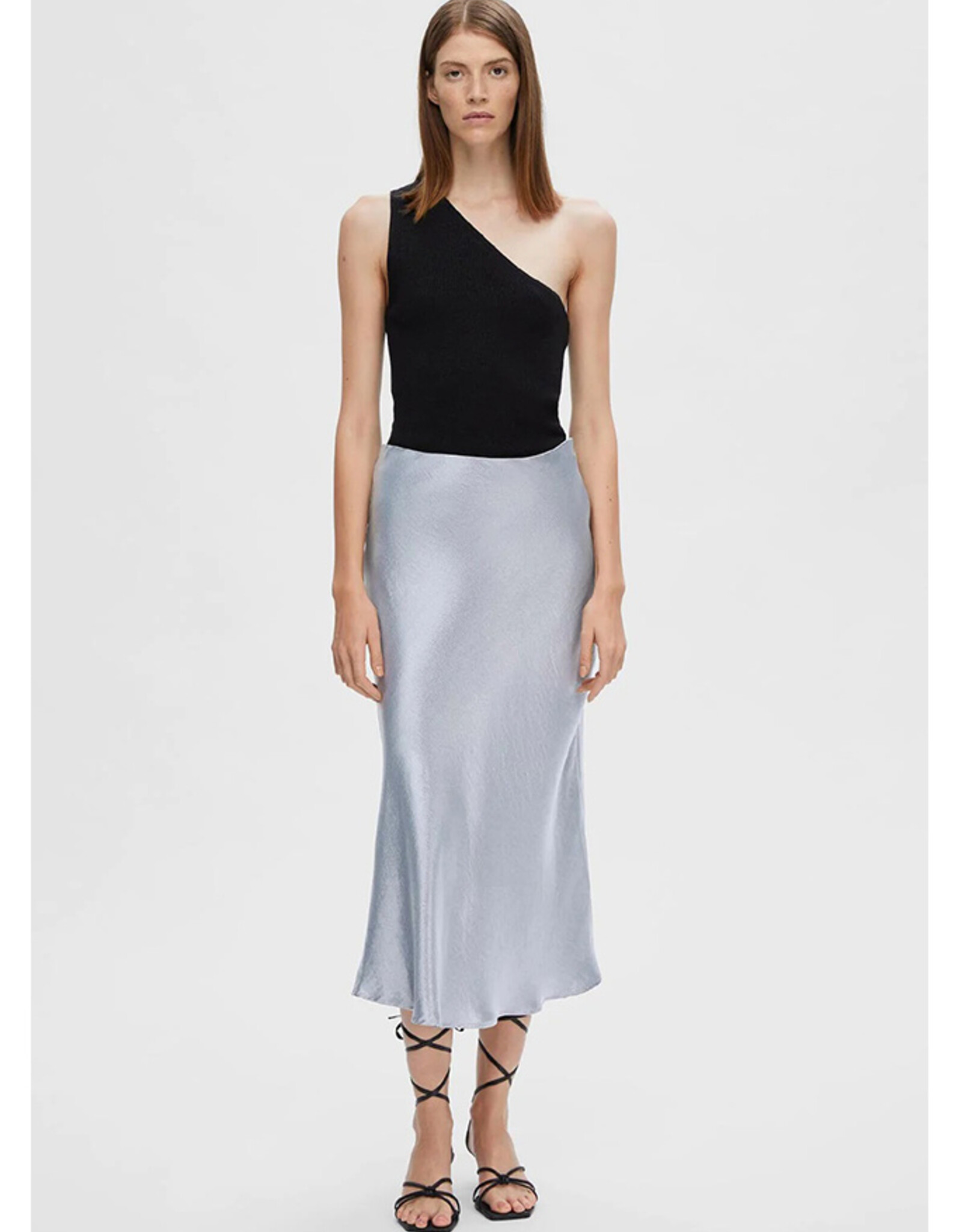 Selected Femme SELECTED FEMME SILVA MIDI SKIRT - SILVER