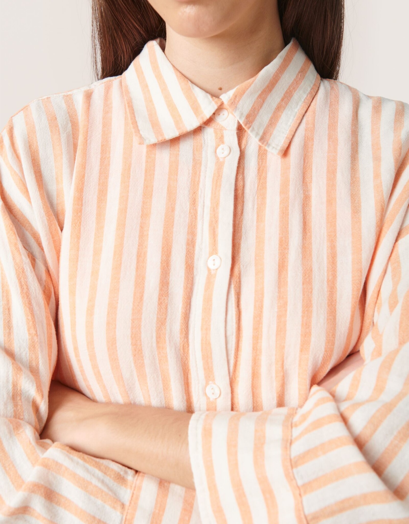 Soaked SOAKED IN LUXURY GISELLE SHIRT - TANGARINE STRIPE