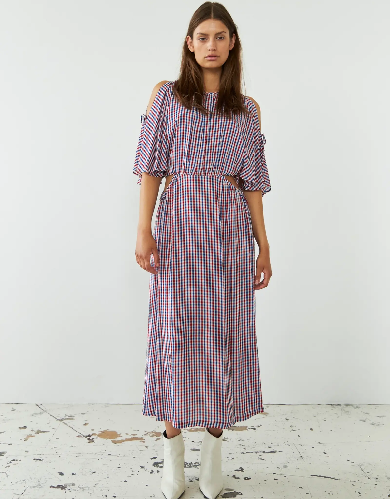 STELLA NOVA MIDI DRESS - RED  CHECKS