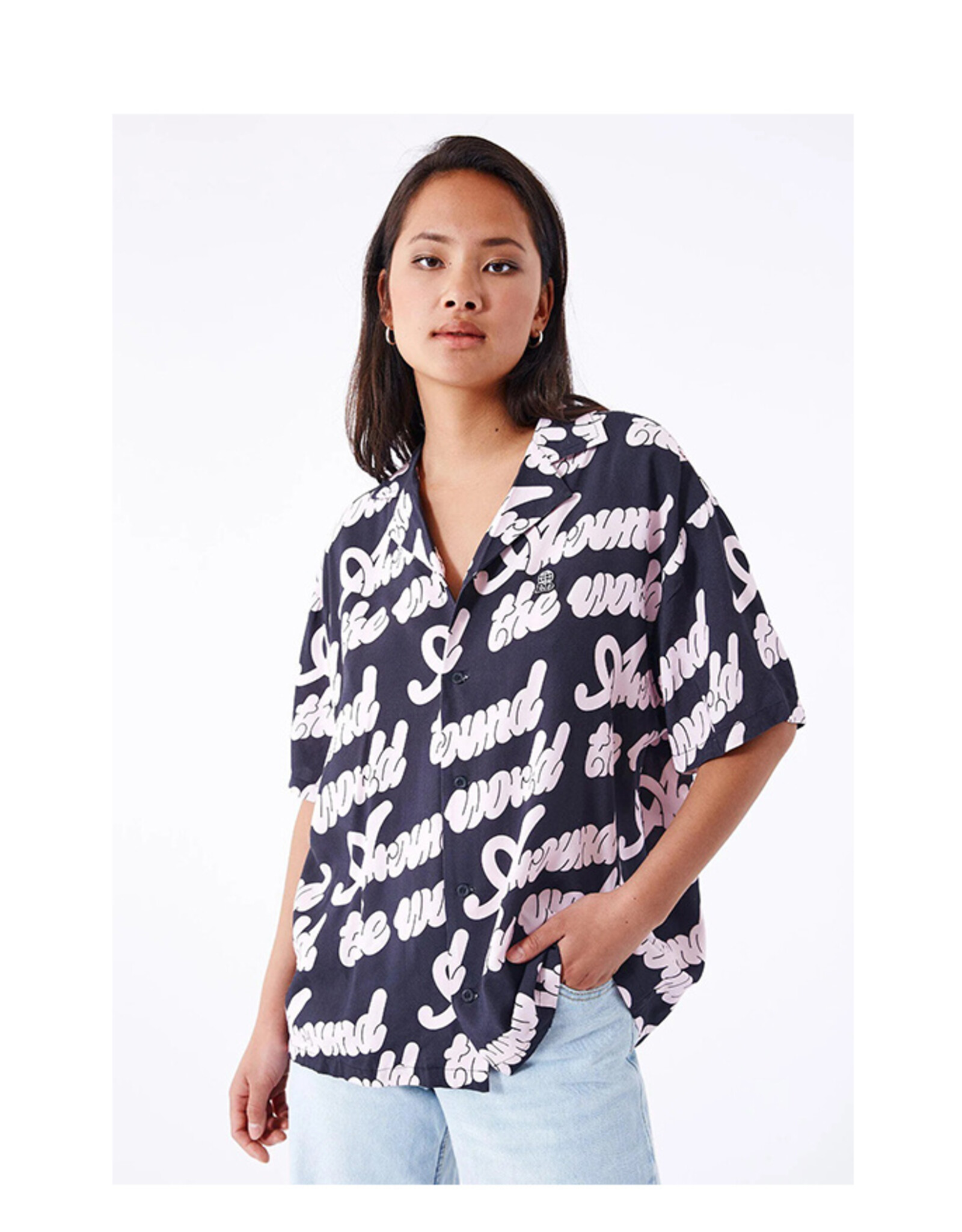 Dr Denim DR DENIM MADI SHIRT - OFF BLACK AROUND AOP